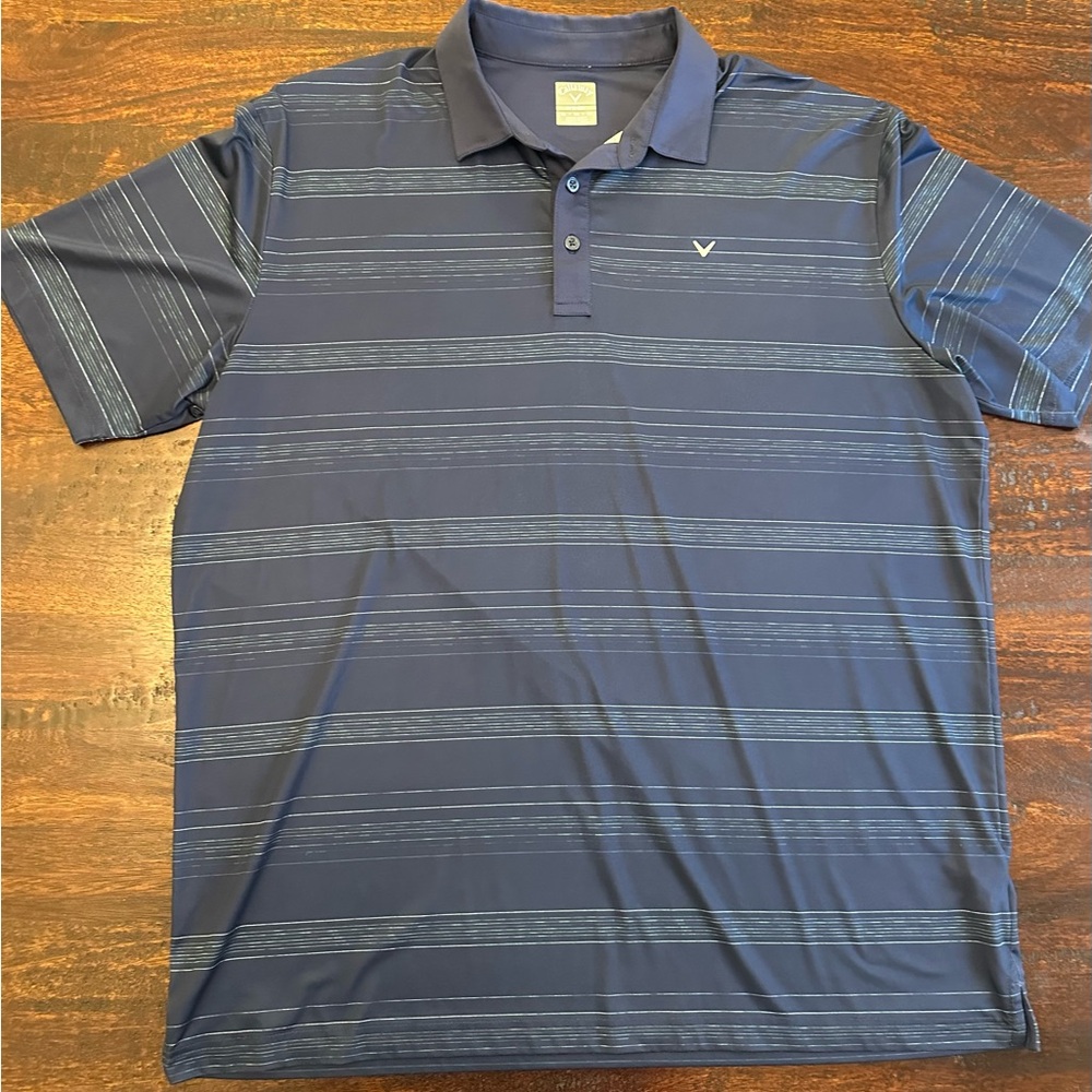 Callaway Navy Striped Polo Shirt
